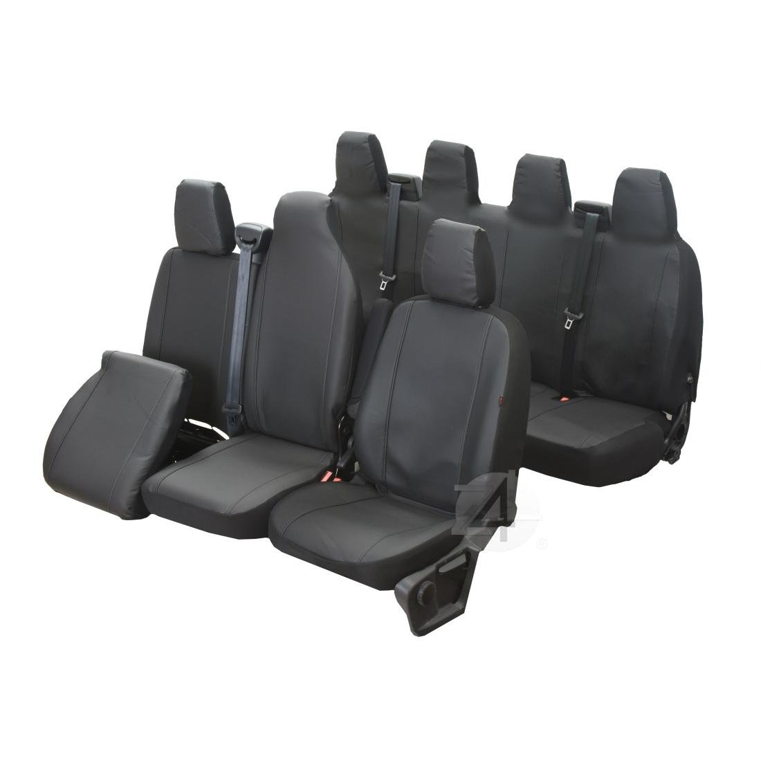 Pokrowce do Renault Master III od 2010 do 2023 - 7 miejsc DZIELONE OPARCIE Z KŁADZIONYM STOLIKIEM I DZIELONE SIEDZENIE | Seria VIP