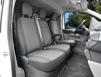 Pokrowce do Volkswagen T7 Caravelle od 2025 - 3 miejsca CAŁE OPARCIE ZE STOLIKIEM LUB BEZ, DZIELONE SIEDZISKO | Seria LUX