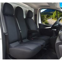 Pokrowce do Nissan Primastar od 2021 - 3 miejsca DZIELONE OPARCIE Z KŁADZIONYM STOLIKIEM I DZIELONE SIEDZENIE | Seria LUX