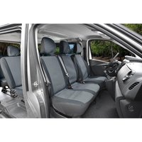 Pokrowce do Renault Trafic III od 2021 FACELIFT - 9 miejsc Z PRZODU CAŁE OPARCIE BEZ STOLIKA, DZIELONE SIEDZISKO | Seria LUX
