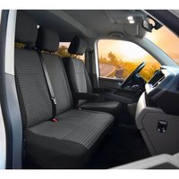 Pokrowce do Volkswagen T5 od 2003 do 2015 - 3 miejsca CAŁE OPARCIE ZE STOLIKIEM, DZIELONE SIEDZISKO | Seria LUX
